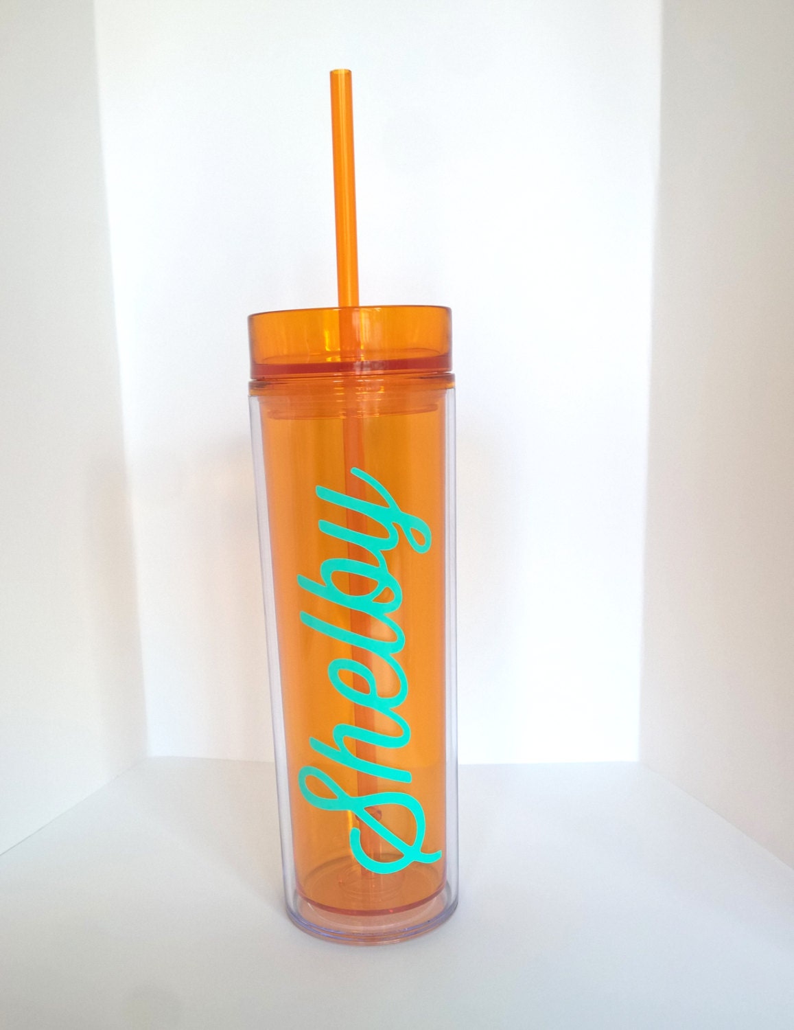 Personalized Acrylic Tumbler Orange Double Wall by FoxandFlock