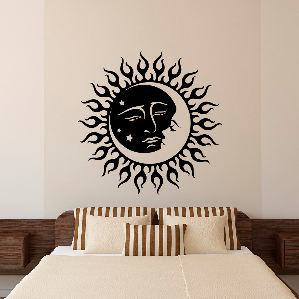 Moon Wall Decal Stickers Sun And Moon Crescent Dual Ethnic Symbol Night