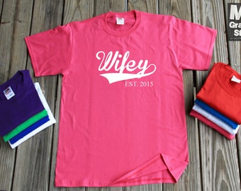 Wifey Est 2017 Shirt . Wifey Shirt . Wifey 3/4 Baseball Tshirt