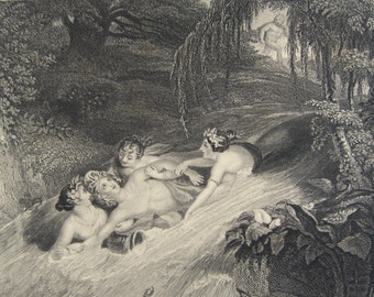 Vintage Engraving of Hylas from Greek Mythology