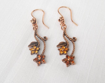Antiqued copper earrings with Swarovski antiqued copper finished focals