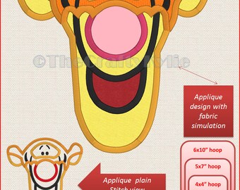 Winnie the Pooh Tigger Applique Machine Embroidery Designs 4x4 5x7 6x10 hoop