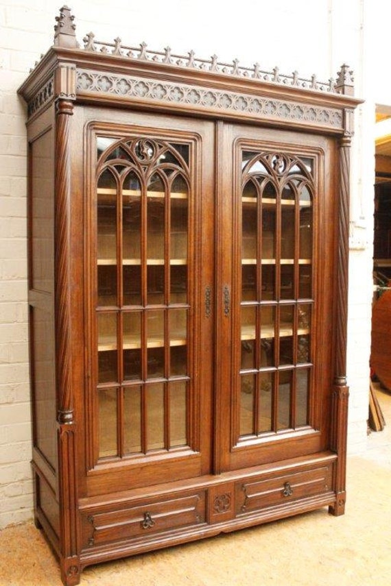 Amazing Large French Gothic Bookcase in Oak Plenty by Thegatz