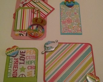 Peace, Love, and Happiness Scrapbook Embellishments ~ 6 Piece Embellishment Set
