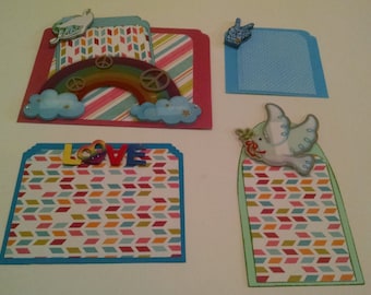 Peace, Love, and Rainbows Scrapbook Embellishments ~ 5 Piece Embellishment Set