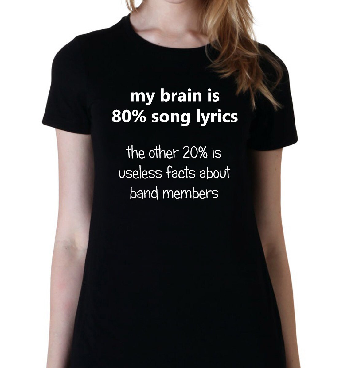 My Brain is 80% Song Lyrics Trendy Fashion Shirt Teen Girl