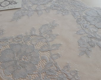 Silver yarn Lace trimming, Chantilly Lace Trim MK00021