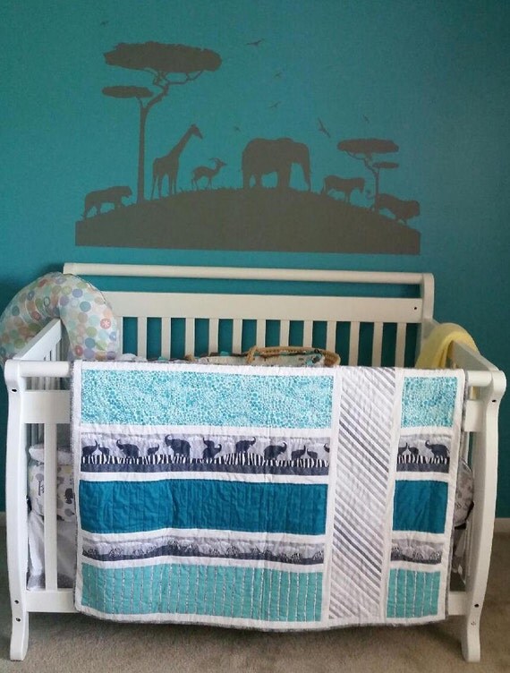 Items similar to Wall vinyl Zoo Animal baby room, African Safari baby