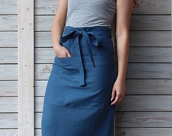 Linen tea apron / Half linen apron / Garçon apron / cafe apron