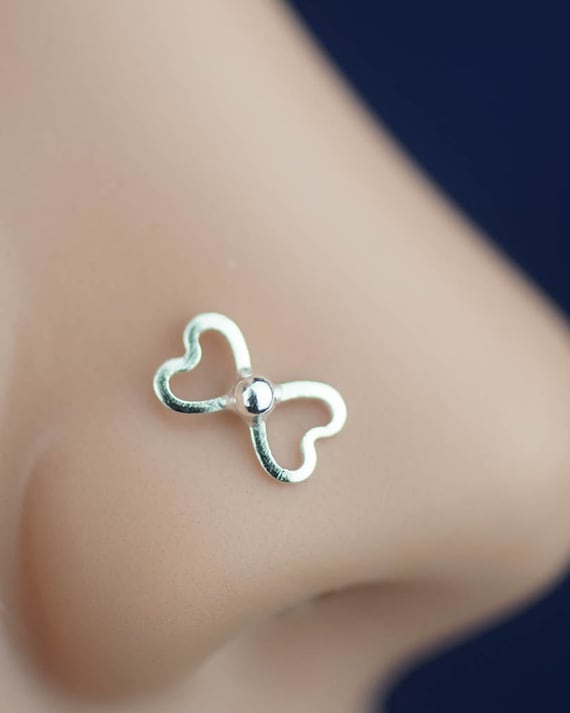Items similar to nose ring, nose stud L post unique varabow bow tie tiny mini sterling silver