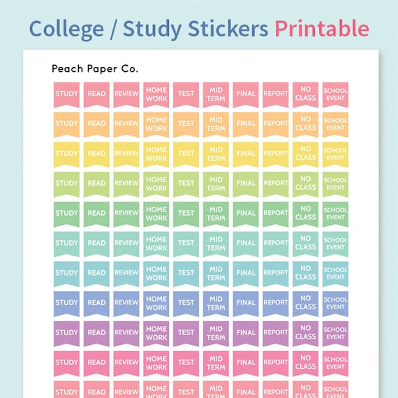 Download Items similar to 140 College Study Stickers / Printable ...