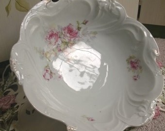 Vintage Bowl with Raised Relief Roses
