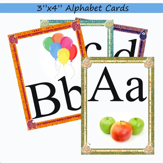 alphabet cards instant download flashcards