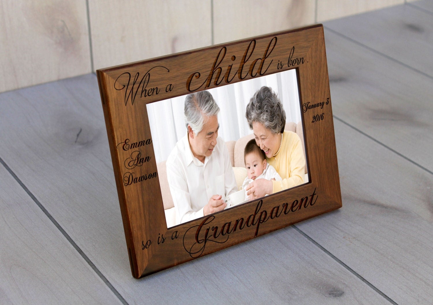 Grandparents Picture Frame Walnut Picture Frame by Etchey on Etsy