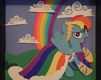 Rainbow Dash FREE SHIPPING in USA Grand Galloping Gala My Little Pony Shadowbox
