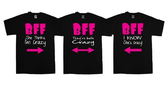 Items similar to Couple Matching BFF She Thinks I'm Crazy, BFF I Know ...