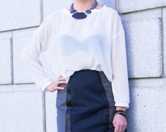 Sheer Ivory Chiffon Pullover