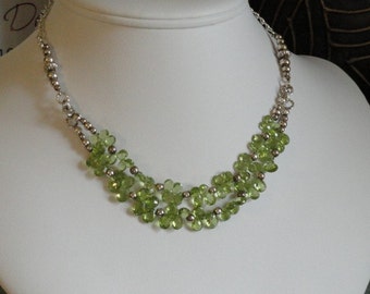 Peridot faceted beaded necklace - 50