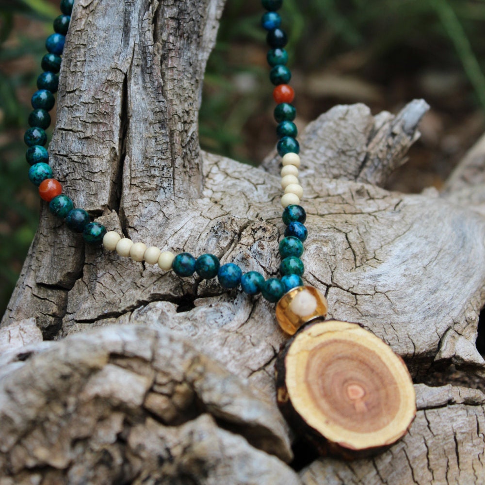 Natural wood necklace. Beaded necklace. Wood by lasodadesigns