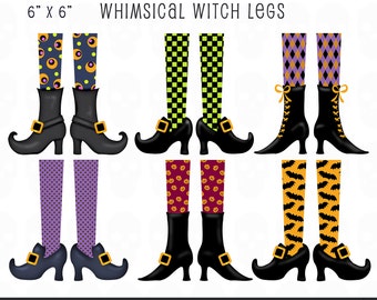 Halloween Clip Art | Whimsical Witch Legs Clip Art Set | Designer Resources | Digital Embellishments | Instant Download Halloween Clip Art