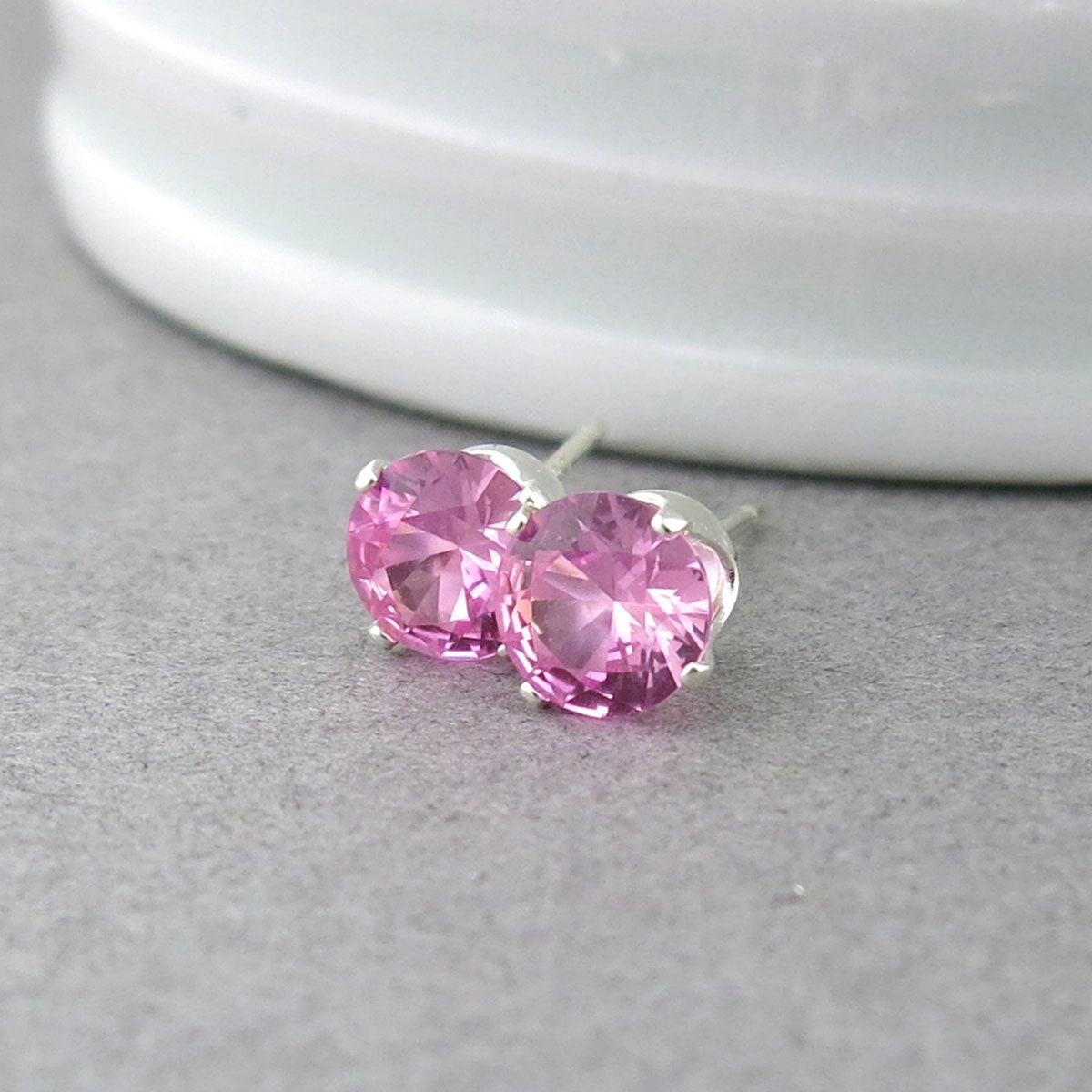 Pink Tourmaline Earrings Small Silver Stud Earrings Pink