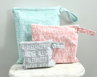 Personalized Wet Bag wetbag ICKY Bag by PETUNIAS gym bag cosmetic bag bridesmaid gift baby gift newborn present shower gift name modern