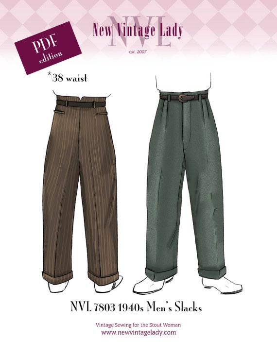 Men’s Vintage Reproduction Sewing Patterns 1940s Mens Slacks pattern 38 waist $18.00 AT vintagedancer.com