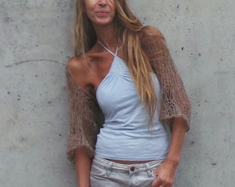 beige shrug beige summer shrug, bolero, brown bolero, brown shrug, women's shrug, loose knit shrug