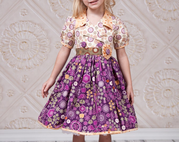 Little Girls Retro Style Dress - Full Skirt - Toddler Birthday Outfit - Birthday Dress - Toddler Girls Clothes - hedgehogs - 2T to 8 years