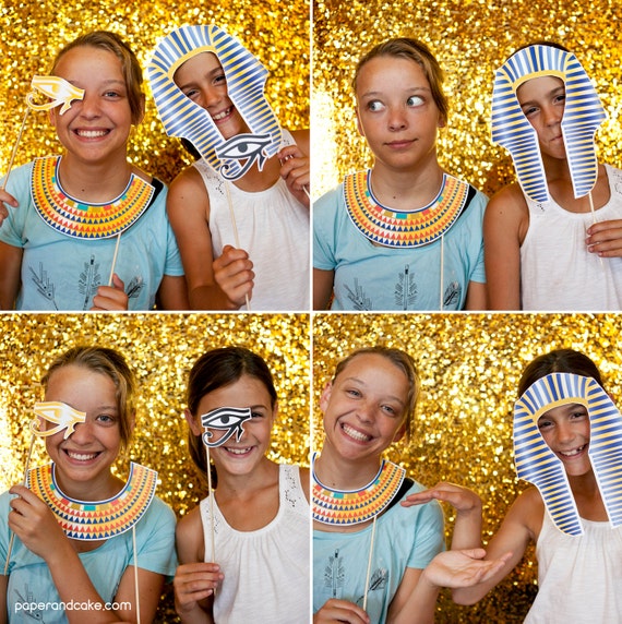 Egyptian King Tut and Queen Nefertiti Printable PHOTO BOOTH PROPS - Editable Text >> Instant Download | Paper and Cake Il_570xn