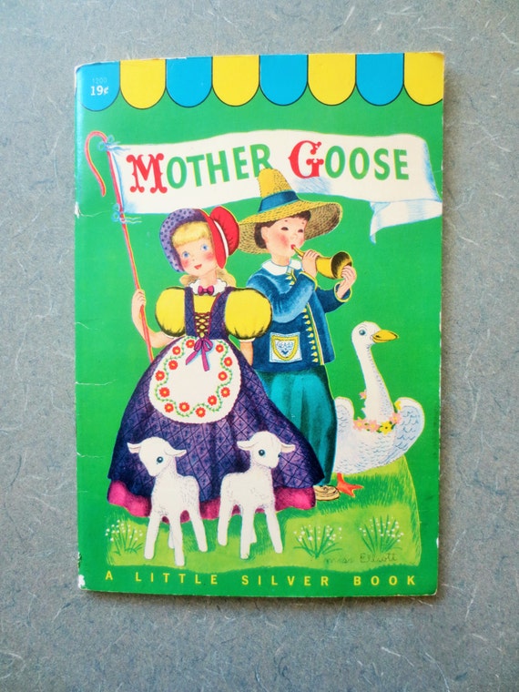 Vintage Book Mother Goose Little Silver Book by BettyAndDot