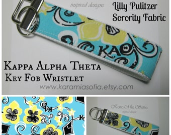 Lilly Pulitzer Sorority Fabric / Kappa Alpha Theta / Key Fob Wristlet / Preppy/ Big Little Gift / Stocking Stuffer/Chapter Gift
