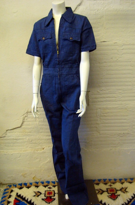 Vintage Denim Jumpsuit 1970s Deadstock by purevintageclothing