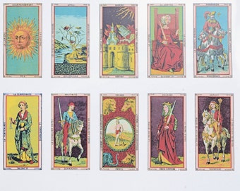 Antique French Tarot Cards nr. 2 - Ceramic Overglaze Decals, Glass Fusing Decals, Enamel Decals