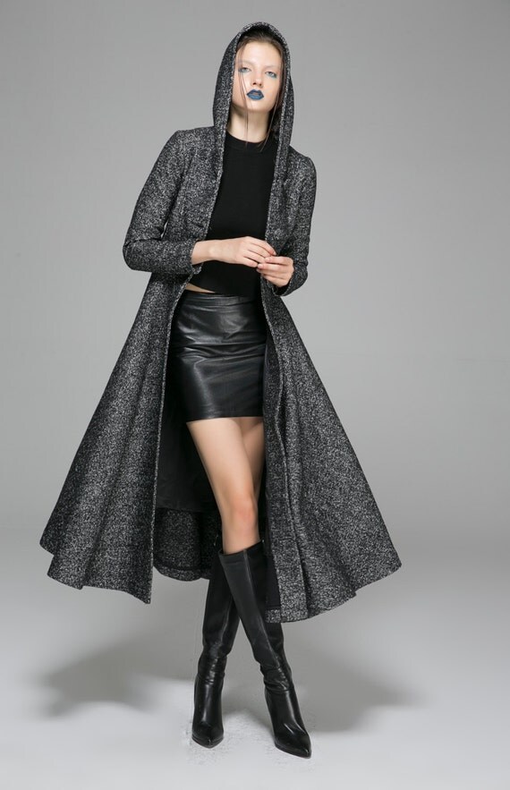 CoatGray HoodWoman CoatGray CoatWool CoatMaxi by xiaolizi