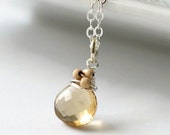 Soft spring sunshine: Champagne Quartz Necklace / Pale Yellow Quartz Pendant / Mixed Metal Necklace / Quartz Briolette Pendant / Sterling Silver