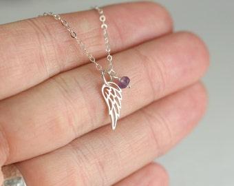 Remembrance Gift - Silver Miscarriage Necklace - Sympathy Necklace - Silver Memorial Necklace - Angel Wing Miscarriage Necklace