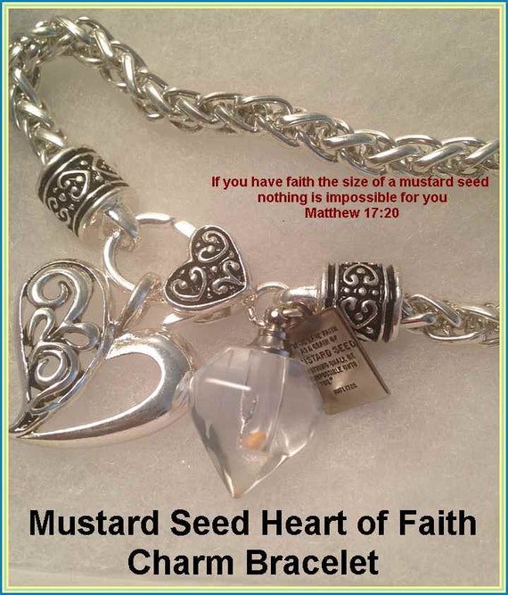 Mustard seed Jewelry Charm Bracelet with Scripture by mustardseedz