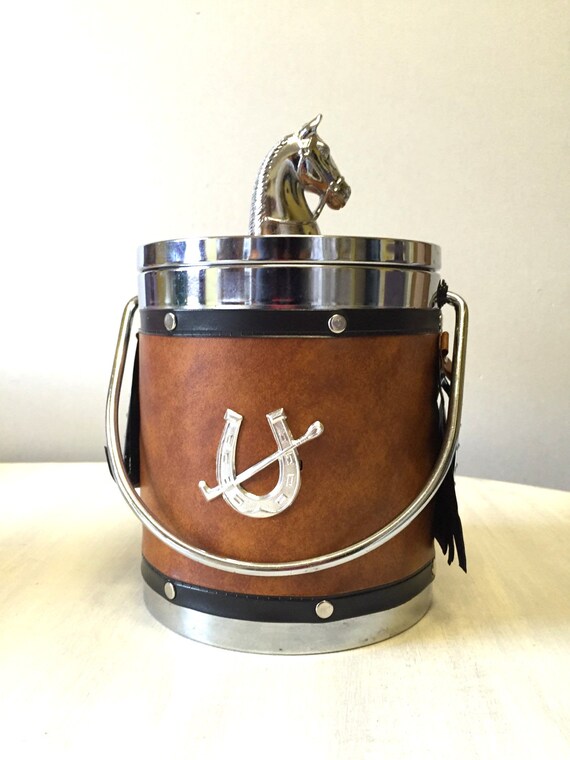70s vintage horse ice bucket vintage horse tack horse brass