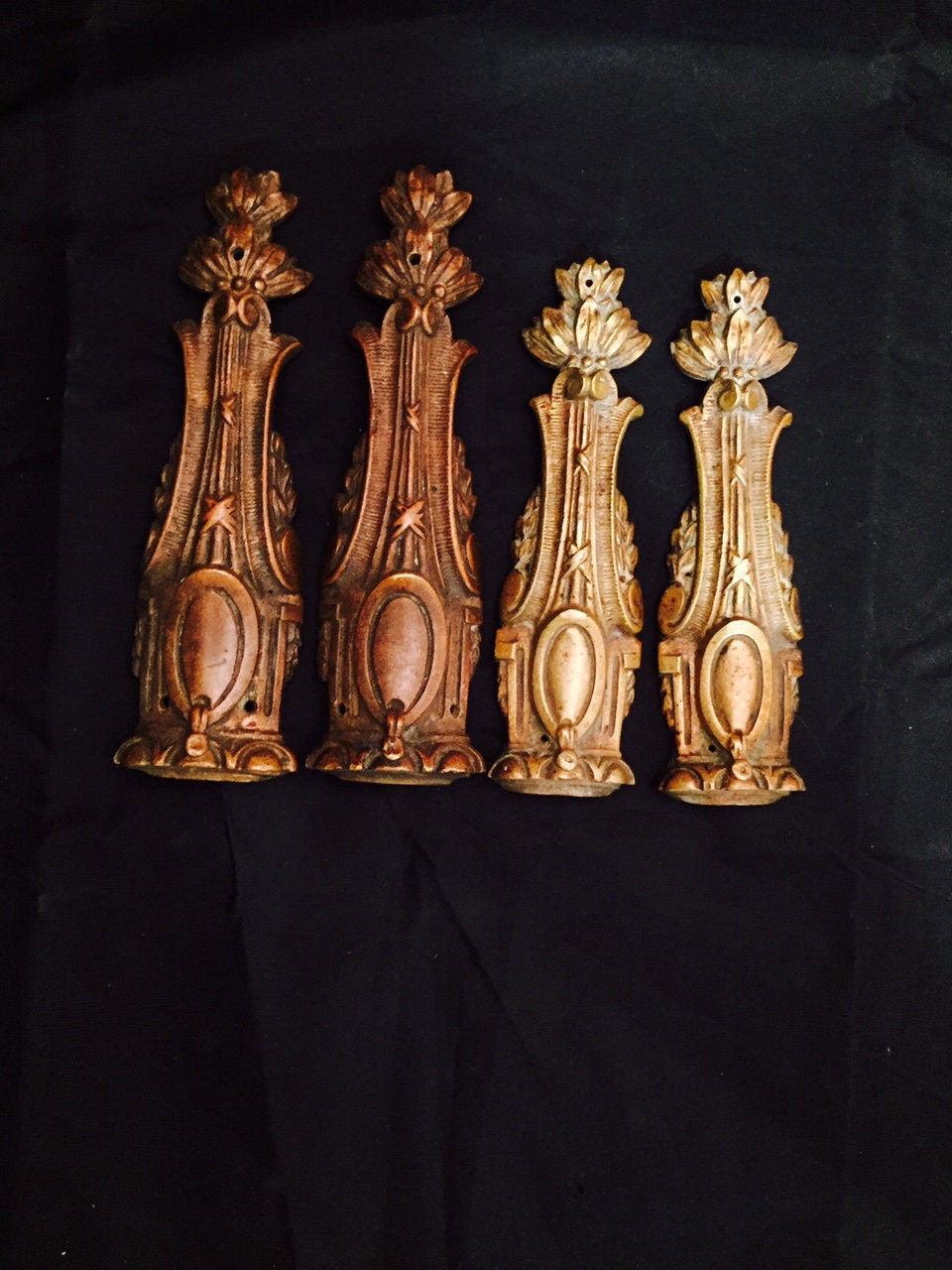 Vintage Art Deco Decorative Hardware 4 Pieces Cast Brass Trim