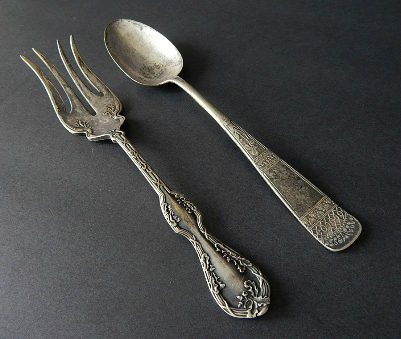 Vintage Serving Utensils Antique Fork Spoon Silverware Flatware Serving