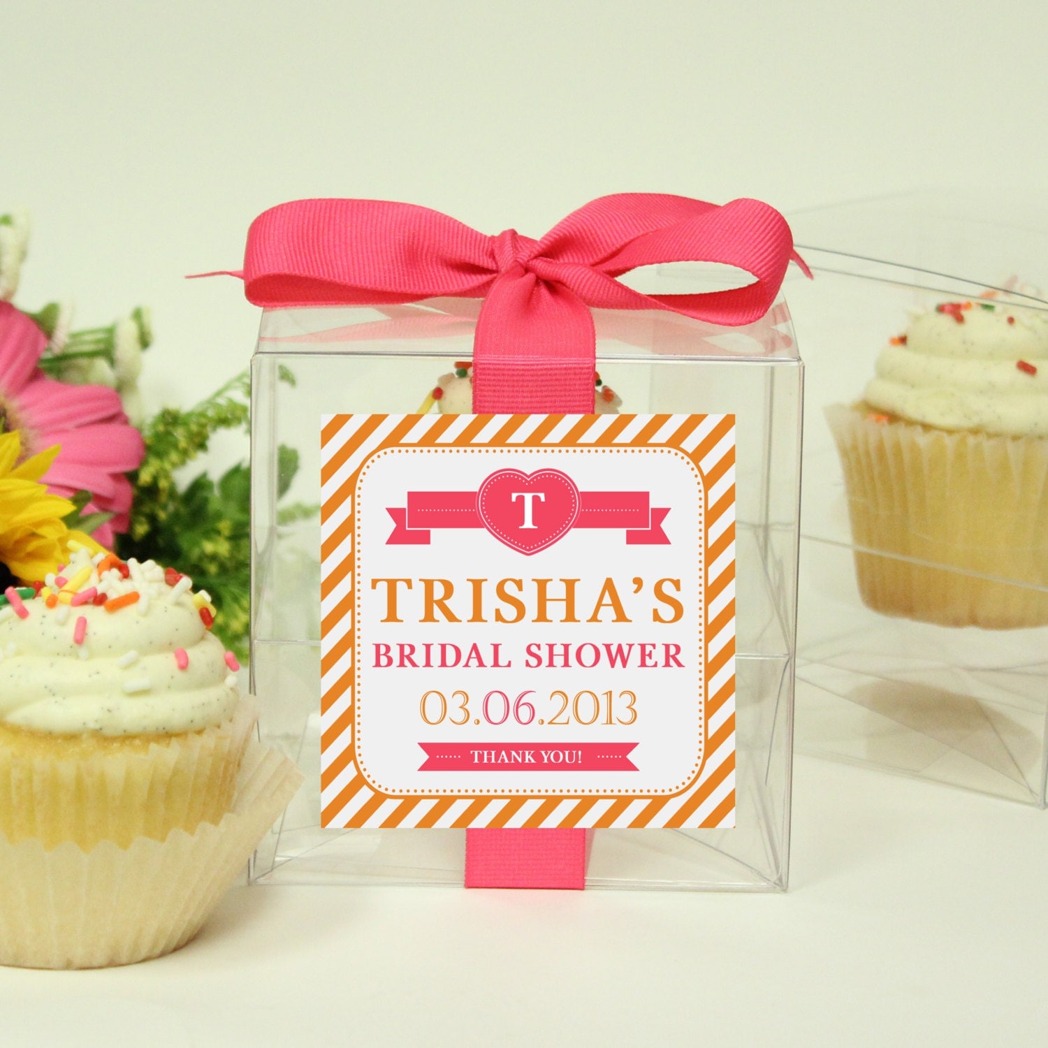 Bridal Shower Favor Cupcake Boxes Postcard Design ANY