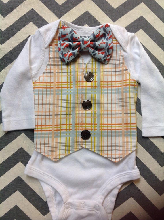 Comfortable Baby Boy Bowtie Vest Onesie Long Sleeves by