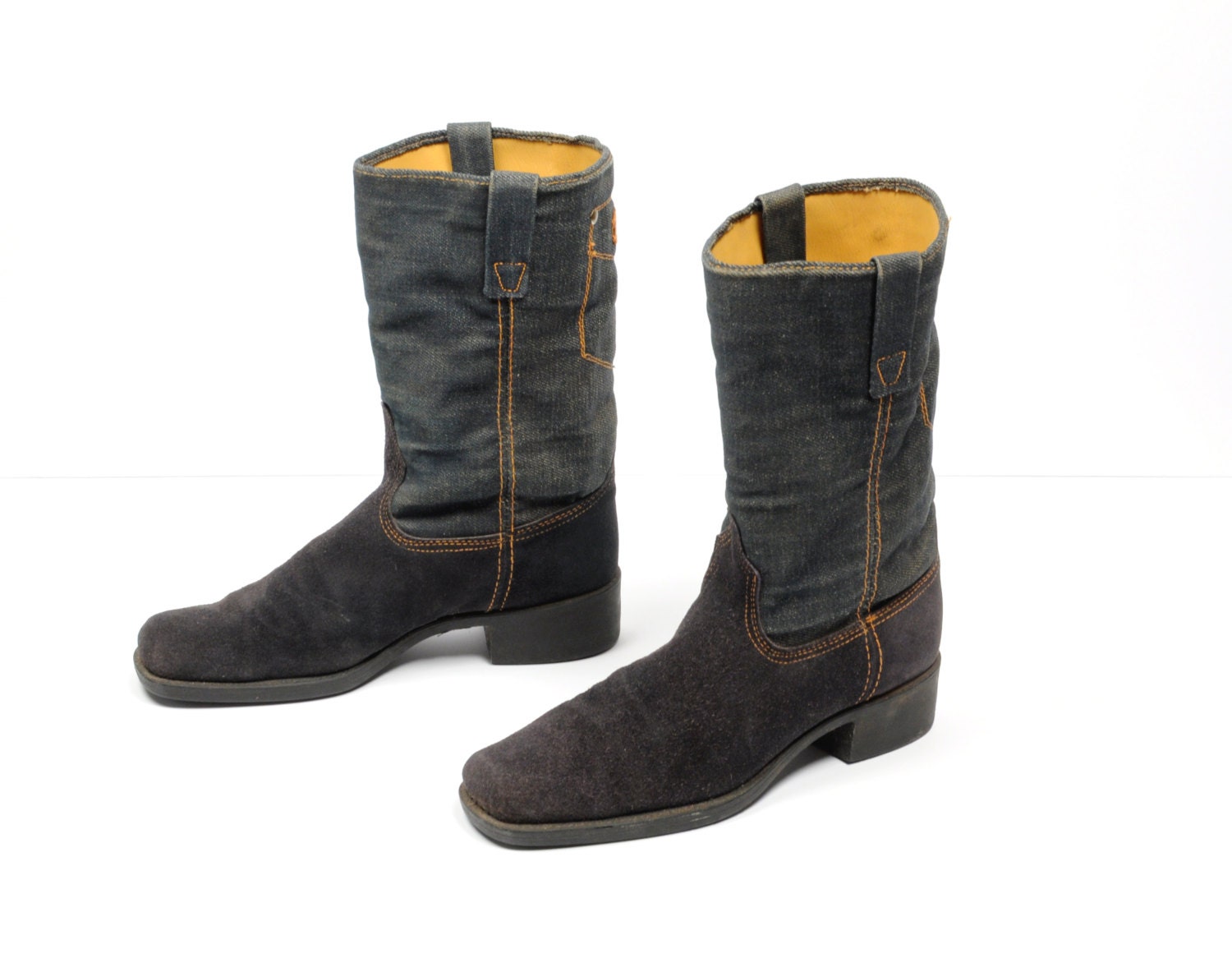 mens blue suede cowboy boots