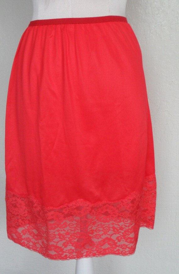 Vintage Half Slip Deena Red Lace Size Small