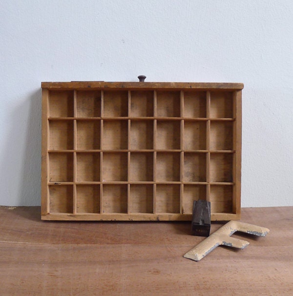 Vintage 50’s Wooden Letterpress Printer Drawer Tray Haute Juice