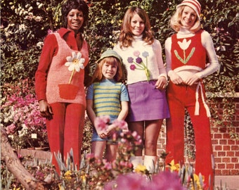 1970's Shrink Tops Crochet Pattern Hats and Handbags Shrinks N Tanks Patterns Flowers Tank Tops Purses Caps Cute Hippie Boho Accessory