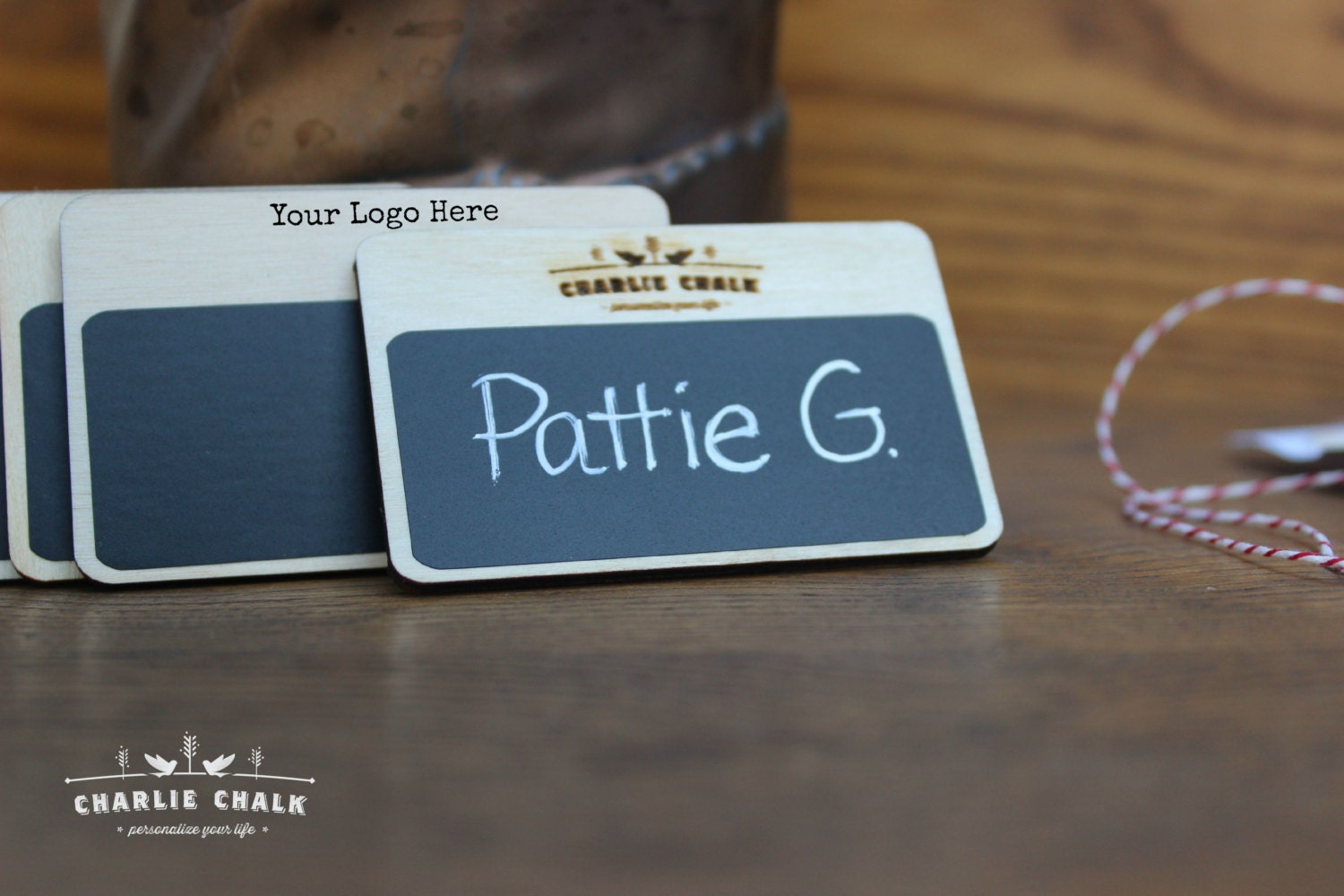 20 Custom Name Tags Logo Chalkboard Name by CharlieChalkDesigns