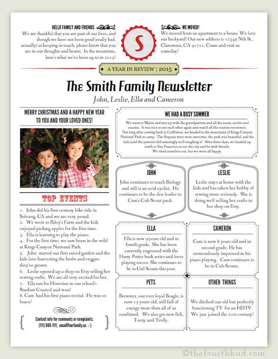 2015 Year In Review Christmas Letter Template In Pdf For Adobe Reader Newsflash Letter Year In Review Template