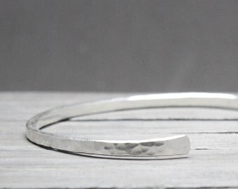 Thin Silver Cuff, Skinny Silver Cuff, Hammered Silver Cuff, Silver Cuff Bracelet, 10g Hammered Cuff, Silver Bracelet, Hand Forged Bracelet